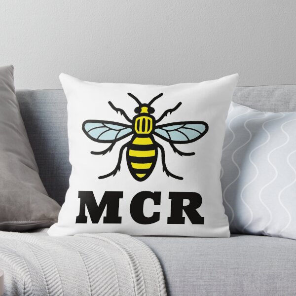 Manchester Bee MCR Throw Pillow RB1810 product Offical mychemicalromance Merch