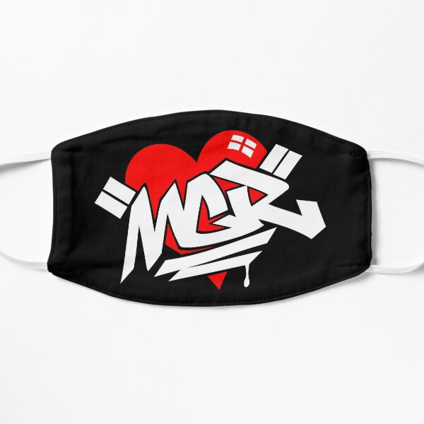 Love Mcr red and white Flat Mask RB1810 product Offical mychemicalromance Merch